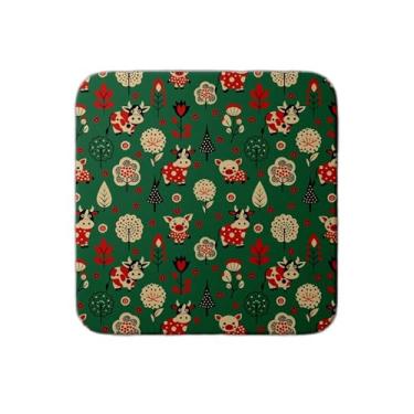 Imagem de Ladrilho Decorativo de Cerâmica Verde com Estampa de Flores Vermelhas