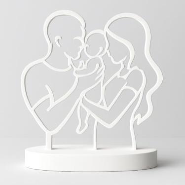 Imagem de Escultura imagem estatua Minimalista Família Pai Mãe Filho Arte decoração sala casa mesa escritório Amor União Presente(Branco)