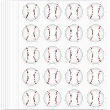 Imagem de Wonmon 600 peças de adesivos de beisebol para crianças, adesivos de beisebol com tema de bola esportiva adesivos para artesanato, álbuns, envelopes, presente, sala de aula, professores, bolas de