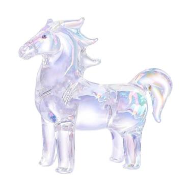 Imagem de KiBcsLic Estatueta de Cavalo de Vidro Elegante, Robusta, Criativa, Realista, Escultura Artística, para Meditação, Sala de Estar, Escritório, Quarto, Presente, Ab Colorido
