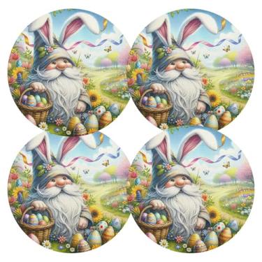Imagem de Jogo americano de prato de mola de gnomo de páscoa 4, 38 cm resistente ao calor, jogo americano de PVC, para mesa de jantar, mesa de cozinha