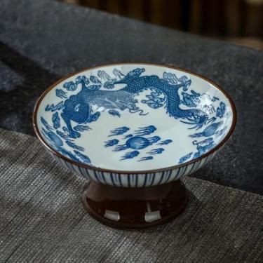 Imagem de FENNYYAR Porcelana azul e branca estilo chinês oferta doméstica prato de Buda, 12 cm 4,7 polegadas, placa de frutas consagrada frontal de Buda