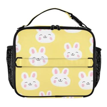 Imagem de Joisal Lancheira amarela de coelho branco com desenho fofo para mulheres, meninas, lancheira masculina, lancheira para trabalho, bolsa térmica e térmica para meninos