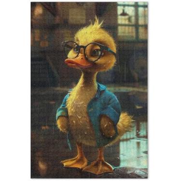 Imagem de Quebra-cabeça adulto engraçado pato fofo 500 peças brinquedo jogo arte arte quebra-cabeça elefante branco, 20,5 x 14,9 polegadas