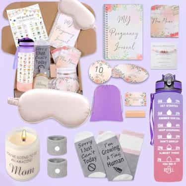 Imagem de Lokaheadr Caixa de presente de gravidez de 1º trimestre para grávidas e mães pela primeira vez, cesta de presente para mulheres grávidas, caixa para mães grávidas, essenciais para gravidez no primeiro