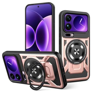 Imagem de LTLMYDAM Capa magnética para Xiaomi 17 Pro Max/17 Pro/17, capa militar ultrafina com absorção de choque, capa de suporte fosco, rosa, 17 Pro Max