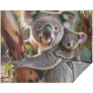 Imagem de TSENQUE Cobertores e mantas personalizadas fofas para mãe de coala confortáveis e macias para sofá-cama cobertor xadrez boho 177,8 cm x 139,7 cm