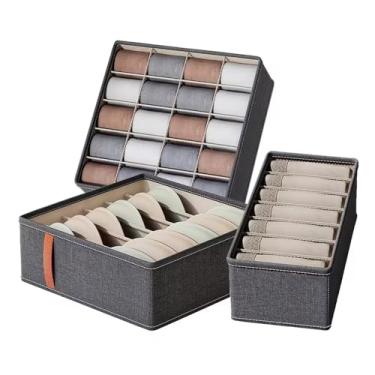 Imagem de Organizador Colmeia Para Gaveta, Kit 3 Peças, Caixas Organizadoras Para Roupas Íntimas, Meias e Cuecas (Cinza)
