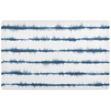 Imagem de Tapete de porta frontal personalizado Shibori aquarela índigo tapete impermeável tapete de boas-vindas tapete absorvente para entrada 81 x 50 cm