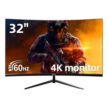 Imagem de ZZA - Monitor de jogos curvo de 32 polegadas, tela VA 60Hz 4K UHD (3840 x 2160P), 3000R, monitor de computador, compatível com AMD Freesync, 120% sRGB, instalações integradas para