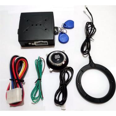 Imagem de Edinstry Kit de botão de partida RFID, sistema de interruptor de ignição de carro sem chave, botão de parada de partida do motor com etiqueta de transponder, ajuste universal para veículos de 12 V