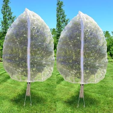 Imagem de Pacote com 2 sacos grandes de malha para árvores frutíferas com zíper e cordão, proteção de pássaros mirtilo, capa de pomar de maçã protege plantas de pragas de veados e pássaros