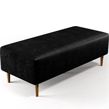 Imagem de Puff Decorativo Sala de Estar Bali W01 Pés Palito 120x50 cm Couríssimo Preto - Lyam Decor