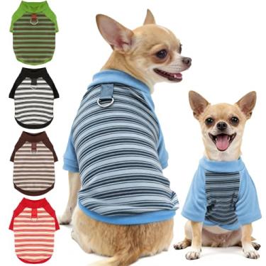 Imagem de Suéter para cães leve e elástico camiseta de lã listrada para animais de estimação roupas de gatos macio para cães pequenos, médios e grandes (azul, pequeno)