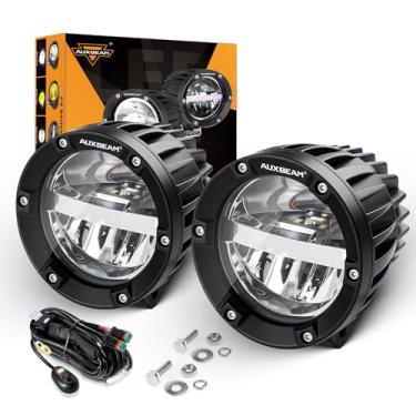 Imagem de Auxbeam Cápsulas de luz LED redondas de 10 cm com feixe Hi-Lo/combo, luzes redondas de estrada de 36 W à prova d'água, cápsula de luz LED cubo para caminhão off-road 4 WD SUV ATV UTV (pacote com 2)