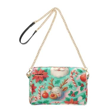 Imagem de Joitme Bolsa feminina excêntrica de Natal com bola vermelha bolsa transversal para celular linda bolsa de ombro de couro PU alça de corrente