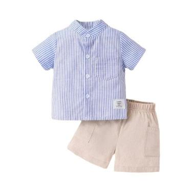 Imagem de Conjunto De 2 Peças Para Bebês Meninos, Camisa Listrada E Shorts, Roup