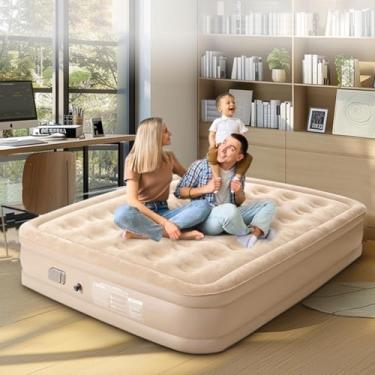 Imagem de Colchão Inflável Queen Casal com Bomba Elétrica, 203x154x40cm, Impermeável, Respirável, Suporta 300kg, Silencioso