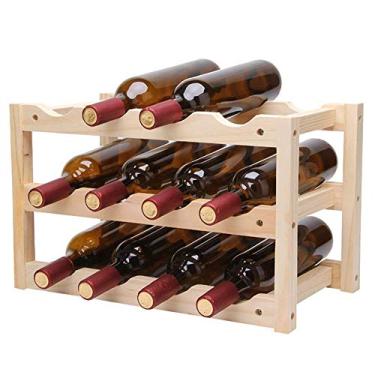 Imagem de Rack de vinho de mesa rack de vinho 12 garrafas suporte de armazenamento de vinho com design elegante perfeito para decoração de casa bar adega porão despensa rack de vinho portátil (cor: branco