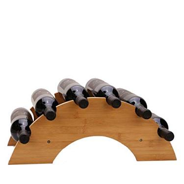 Imagem de Prateleiras de vinho, suporte de vinho, armazenamento de vinho, 6 garrafas, armazenamento compacto, suporte dobrável para garrafas de vinho (cor: marrom tamanho: 55 x 18 x 26 cm)