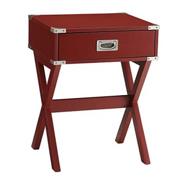 Imagem de Mesa de cabeceira redonda moderna, mesa de cabeceira vintage com 1 gaveta, mesa lateral de sofá industrial com moldura em forma de X, móveis para sala de estar, quarto, espaços pequenos (branco