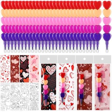 Imagem de MotiMind 28 Sets Valentines Crayons Party Favors Gifts Heart Stackable Crayons with Coloring Cards Kids Valentines Goodie Bag Stuffers for Classroom School Raward Gifts Exchange Non Candy Treats