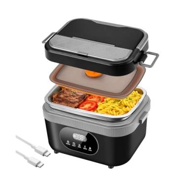 Imagem de oofkit Lancheira elétrica para adultos (homens e mulheres), lancheira aquecida alimentada por bateria com porta de carregamento USB, autoaquecimento sem fio, aquecedor de alimentos portátil para