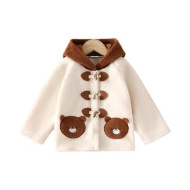 Imagem de Jaqueta de lã bordada com ursinho de pelúcia casual fofo para meninos 