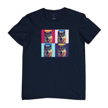 Imagem de Camiseta Masculina Shiba Pop Art - Reserva INK, 3G, Azul