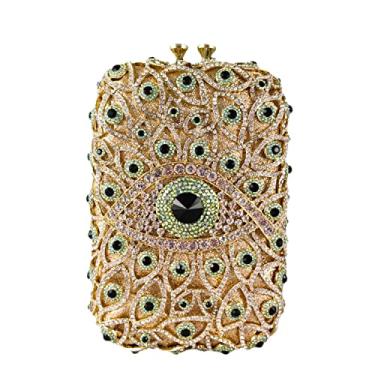 Imagem de Boutique De FGG Bolsa clutch feminina olho turco com glitter, bolsa de mão de cristal, para festa, jantar, strass, mini, 413 Ab-green#6, Small