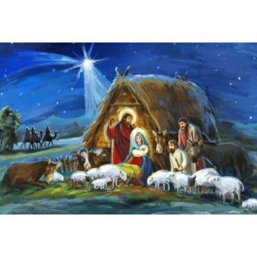 Imagem de Painel de Tecido Sublimado Presépio de Natal Pintura - Fabrika de Fest