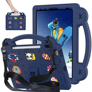 Imagem de Billionn Capa à prova de choque compatível com iPad 10ª geração, modelo 2022, capa infantil DIY com suporte para lápis/alça/suporte/alça de ombro/protetor de tela, azul marinho