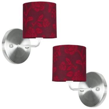 Imagem de Kit 2 Arandela De Cupula Cilíndrica Floral Vermelho - MARRYLUZ