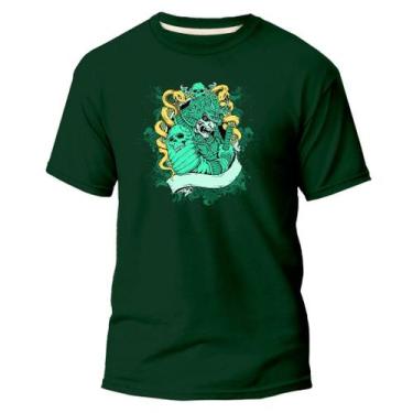 Imagem de Camiseta Básica Algodão Premium Estampa Digital Samurai Mamu, Verde, M
