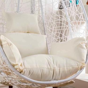 Imagem de Almofada para cadeira suspensa tipo ovo, dobrável e impermeável, com apoio de cabeça, ideal para varanda, quintal ou rede de balanço.