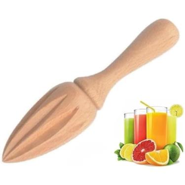 Imagem de Espremedor de frutas cítricas de madeira - Escareador manual de limão e laranja para limão, uso diário - Extrator manual de suco de madeira de faia para casa, bar, café