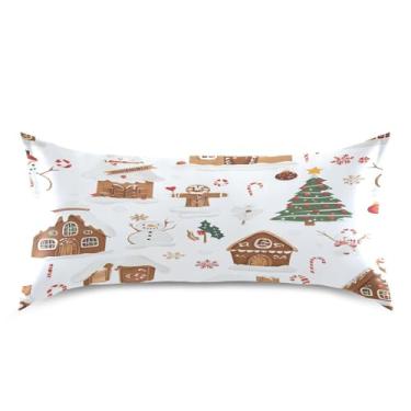 Imagem de Blueangle Fronha de cetim floresta de Natal para cabelo e pele, fronha de seda, tamanho king (50,8 x 101,6 cm) - fronhas de cetim com fecho de envelope (668)