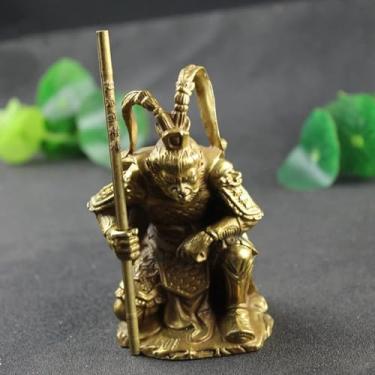 Imagem de CFLNYC Brass Monkey King Figurine Retro Sun Wukong Chinese Statue Home Office Decor Desktop Decoration Ornament