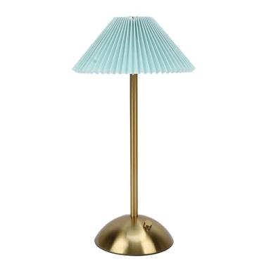 Imagem de Depisuta Abajur Plissado, Abajur de Mesa de Cabeceira Com Escurecimento Contínuo de 3 Cores Com Controle de Toque, Abajures de Cabeceira LED Sem Fio Recarregáveis ​​USB para Decoração de (Azul)