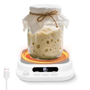 Imagem de Aquecedor de iniciante Sourdough (21.1-54.4 °C), temporizador 24H, controle preciso de termostato de -17.2 °C, tapete de aquecimento de memória inteligente, desligamento automático, perfeito para