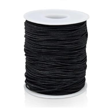 Imagem de Cordão elástico preto, cordão elástico de 1,5 mm para contas arco-íris com agulha de miçangas para pulseiras, costura, colar, fabricação de joias e artesanato