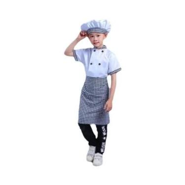 Imagem de Fantasia De Chef Infantil Com Camiseta, Chapéu, Jaqueta De Trabalho Pa