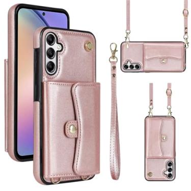 Imagem de Capa carteira para Samsung Galaxy S25 Plus com compartimentos para cartões e proteção RFID, capa fólio de couro fina com alça de pulso, suporte e proteção contra quedas de corpo inteiro para mulheres