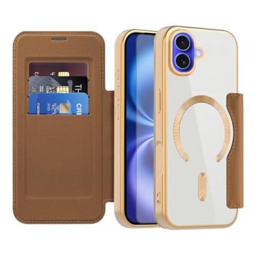 Imagem de Asuwish Capa de telefone para iPhone 16 Plus 17.0 cm capa carteira magnética com protetor de tela de vidro temperado flip porta-cartão de crédito bloqueio RFID acessórios para celular i Phone16 16+