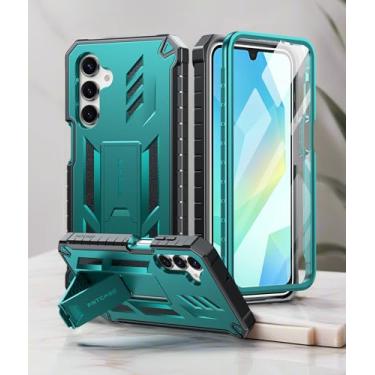 Imagem de Capa para Samsung Galaxy A17 de grau militar, à prova de quedas, com suporte e deslizante, capa protetora texturizada resistente e resistente - verde