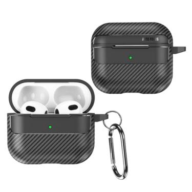 Imagem de Capa de fone de ouvido com textura de fibra de carbono com gancho para AirPods 4 (preto)
