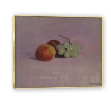 Imagem de NHLDZYH Moldura dourada. Tela de frutas botânicas vintage, impressão de estilo de pintura a óleo vintage, decoração de jantar country de fazenda, pronta para pendurar. A32. 30 x 36 cm.