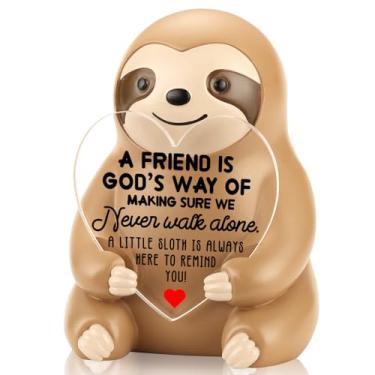 Imagem de PQUCXZ Estatueta de preguiça engraçada presente para Bestie A Friend is God's Way We Never Walk Alone, presentes de amizade inspiradores para mulheres, irmã melhor amiga, colega de trabalho