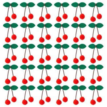 Imagem de SUPERFINDINGS 30 peças de decoração de festa de cereja bolas de feltro de cereja DIY enfeites de pendurar frutas bonito lã pompom decorações de frutas para decoração de Natal, aniversário, casamento