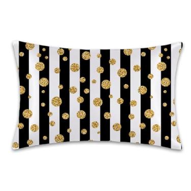 Imagem de 1 fronha de cetim para cabelo e pele fronha dourada de bolinhas imitação de seda 50,8 cm x 66 cm com zíper oculto macio suave refrescante capa de travesseiro tamanho padrão para sofá de quarto